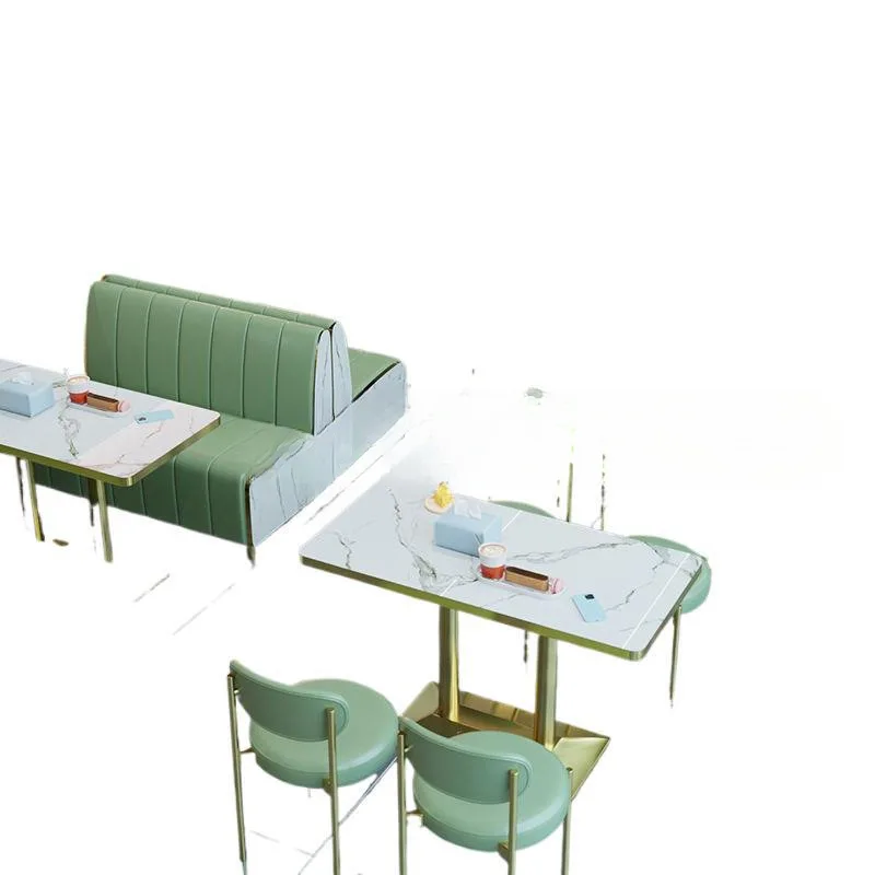

Milk tea shop table and chair combination, commercial catering against the wall card seat sofa