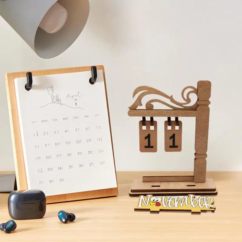 

Calendar Decoration For Christmas 12 Months Wooden Christmas Advent Calendar Standing Desktop Calendar Reusable Home Decor For