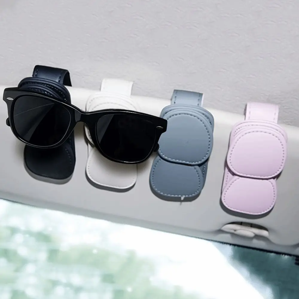

Magnetic Car Sunglasses Frame PU Leather Sun Visor Organizer Ticket Card Clip Double Clip Stable Eyeglasses Storage Clip Car