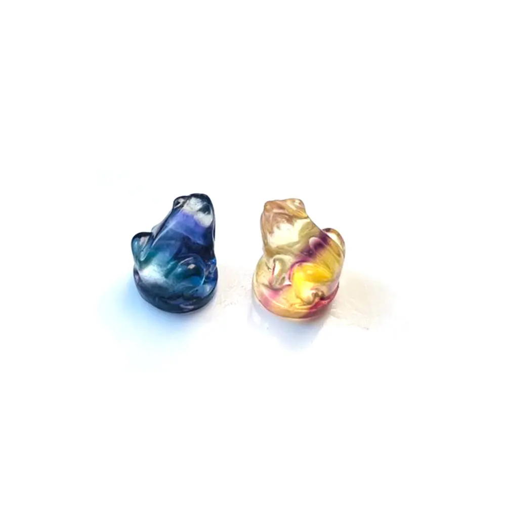 1pc Natural Rainbow Fluorite Mini Frog Carvings Animal Crystal Healing Stone Craft DIY Figurine Home Room Decoration Ornament view 5