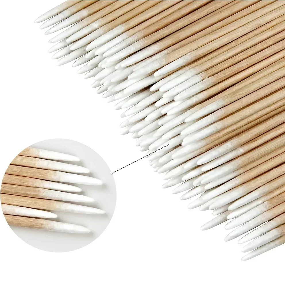 100/300/500Pcs Disposable Wood Cotton Swab Double Head Lipstick Ear Swabs Eyelash Cleaning Cotton Buds Manicure Beauty Supplies