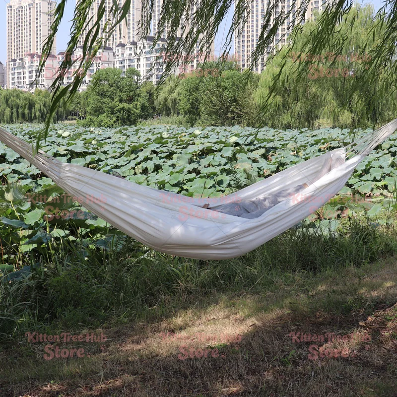 Hammocks A White Organic Cotton Hammock Double Two Person Hammock, Premium Quality, Ethical, Fair Trade, Large
