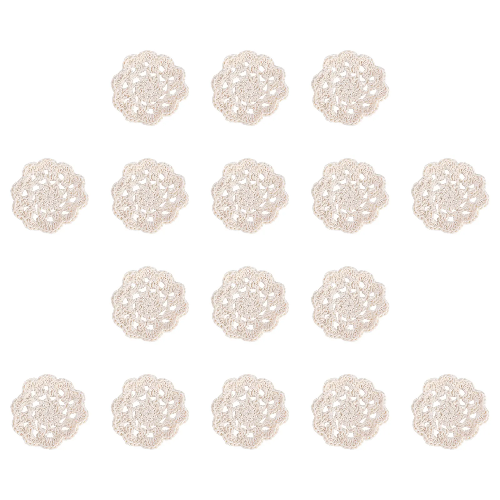 

20 Pcs Crocheted Applique Cotton Flowers Embellishments Handmade DIY Accessories Miniature Doilies Tray Decorations Hooked
