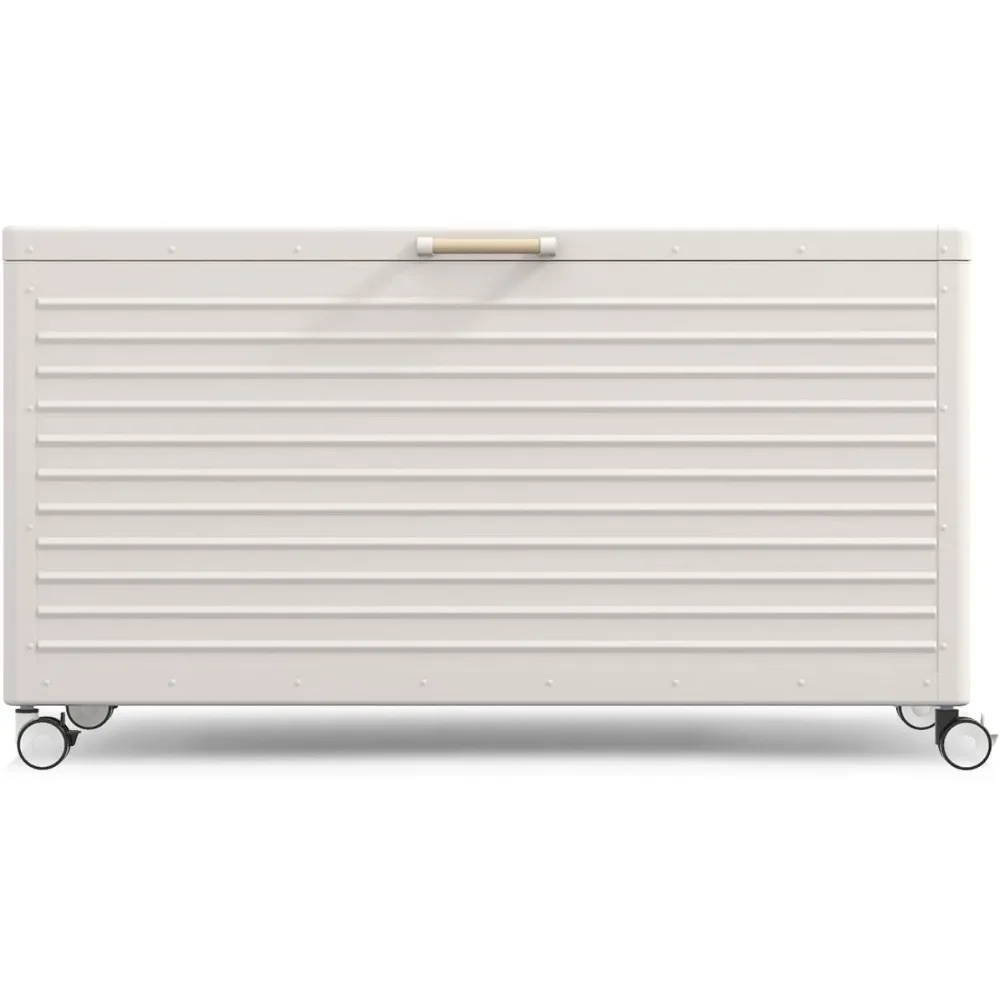 

175 Gallon Large Outdoor Deck Box with Wheels, Storage Box with Lid for Patio Furniture, Garden Tools, Outdoor Cushion, Latte
