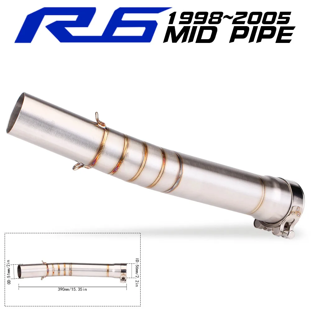 

For Yamaha YZF-R6 1998-2005 Motorcycle Exhaust Stainless 51mm Adapter Middle Link Pipe
