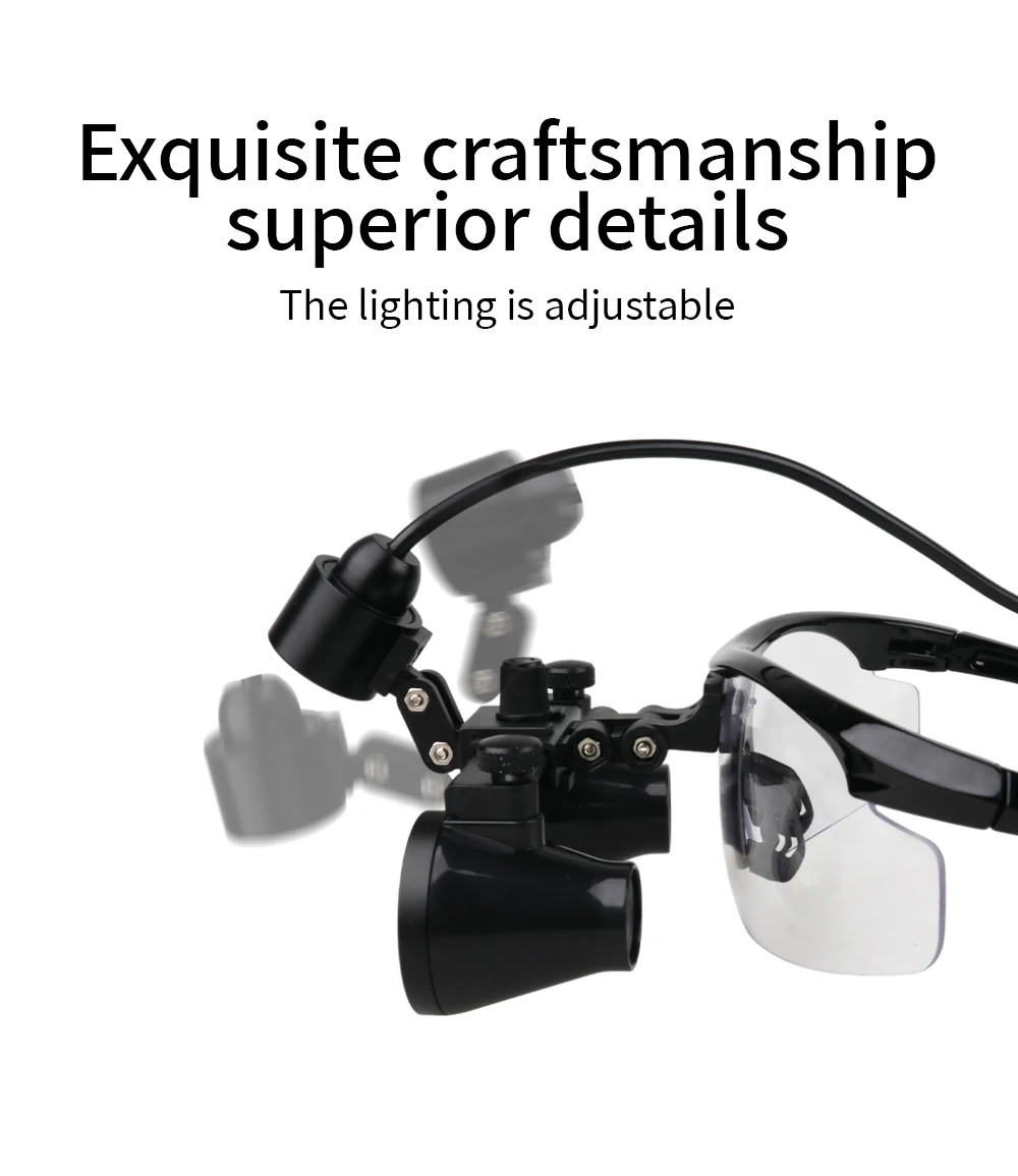 Lenti Ingrandimento Dentali 2.5x/3.5x Con Luce LED 5W, Binocolo Regolabile 53-65 Mm