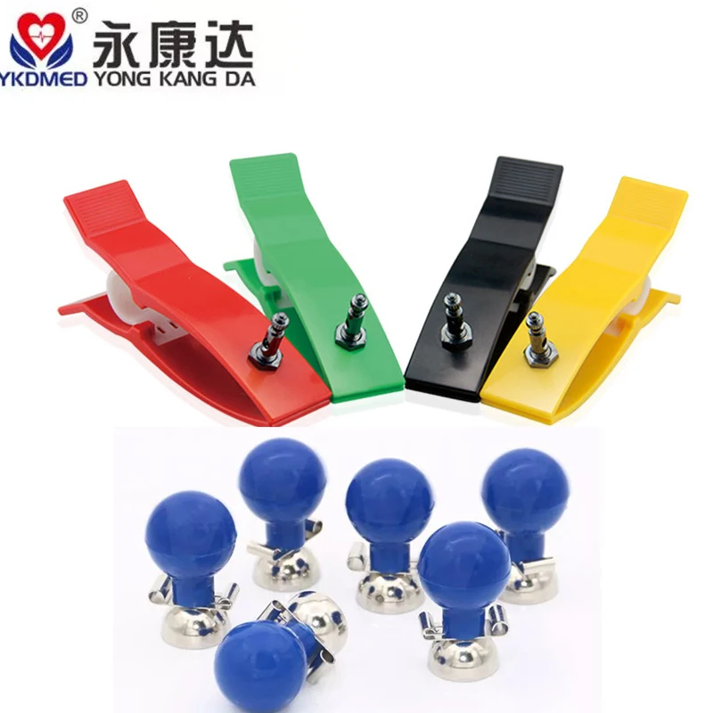 4 PCS/ ECG Limb Clip Electrode Adapters Children Adult EKG  Suction Bulbs Ag/AgCl 6Pcs Universal Chest Electrode 3.0/4.0