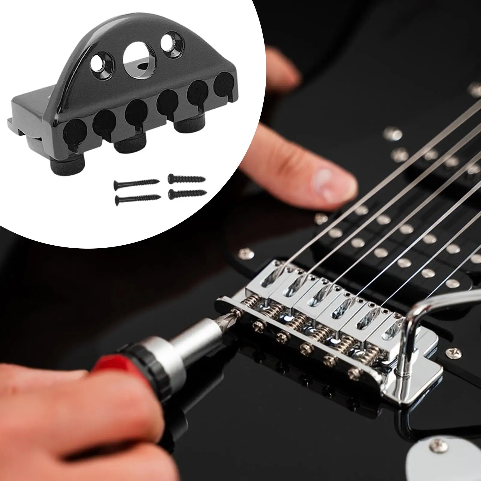 Electric Guitar Nut Black Zinc Alloy String Locking Saddle Bridge Fixed Nut for Guitar Parts Accessories 6 Strings