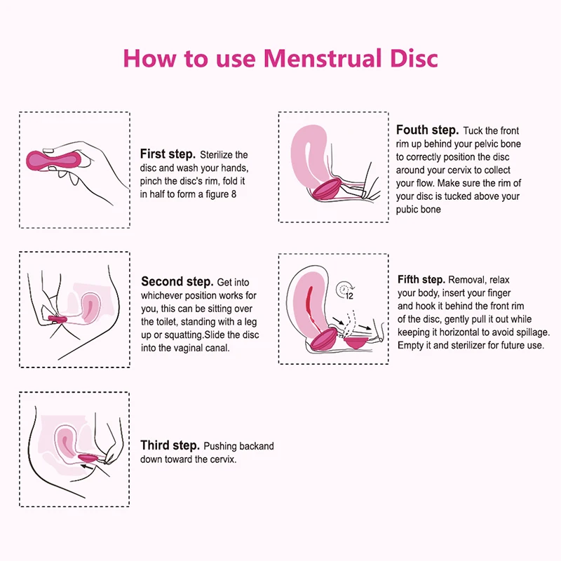 Disco Menstrual de silicona Copa Periodo Colector Menstrual Menstruación Disco Menstrual Mujeres Cuidado de la salud Higiene femenina Extrafino