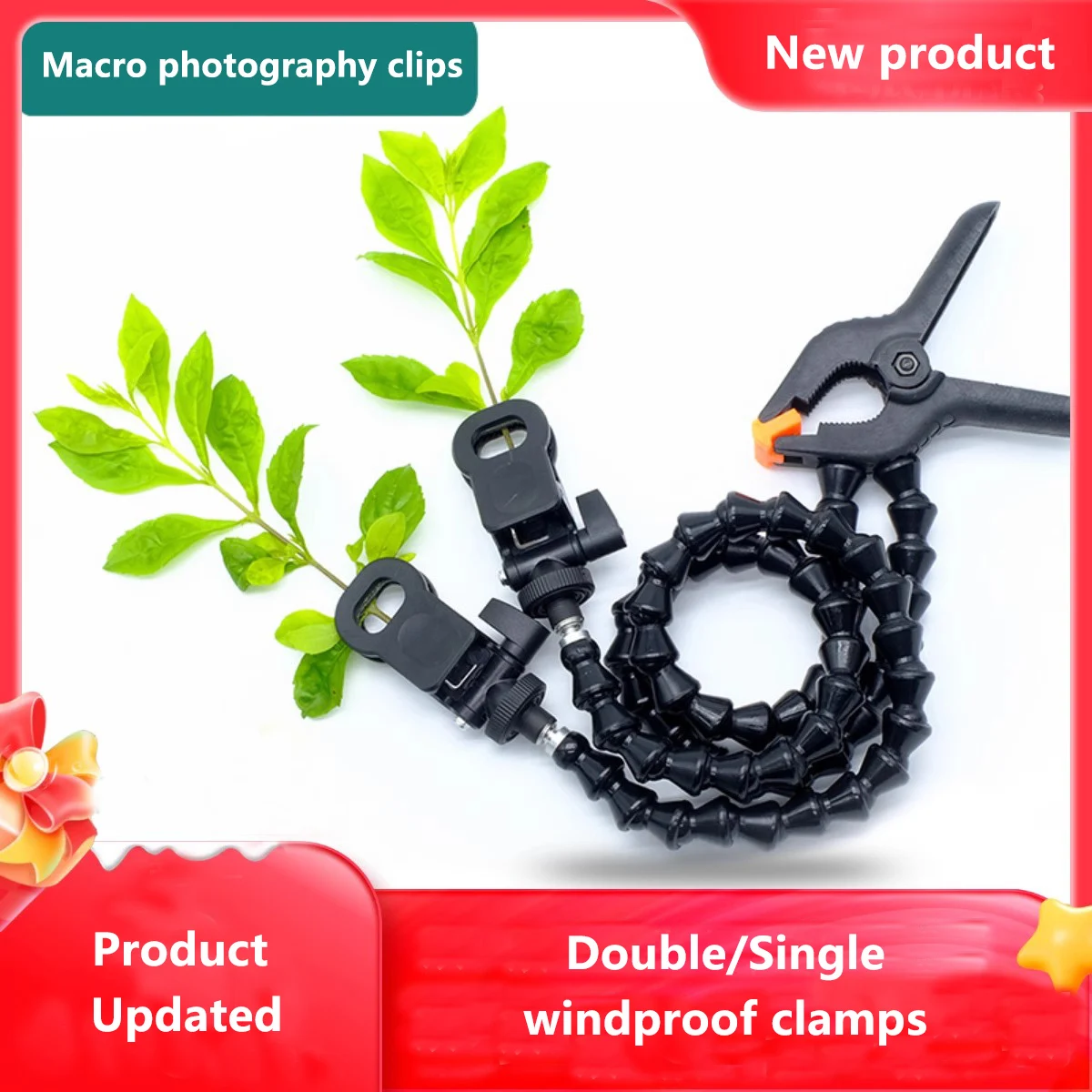 Macro photography insect single double pipe clamps stable wind-proof swing-proof flower tree plant outdoor photography Mini clip