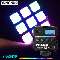 Yongnuo YN60 RGB Full Color 2500K-9500K Mini On-Camera LED Video Light YN60RGB 2000mAh Pocket Photo Vlog Live Fill Lighting