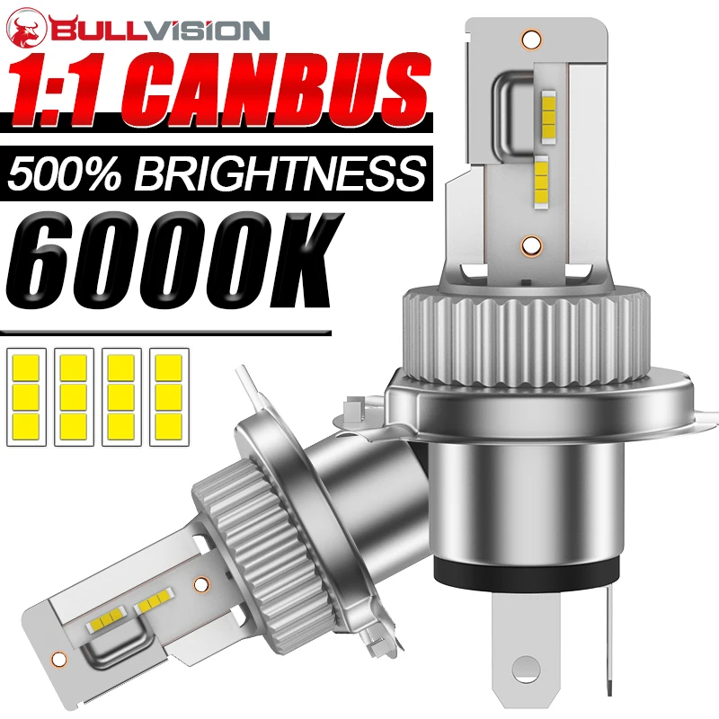 1/2PC H4 LED Motorcycle Headlight Bulb CSP for Car Motorcycle H4 9003 HB2 LED Hi/Lo High and Low Beam Motorbike Headlamp 12V 24V
