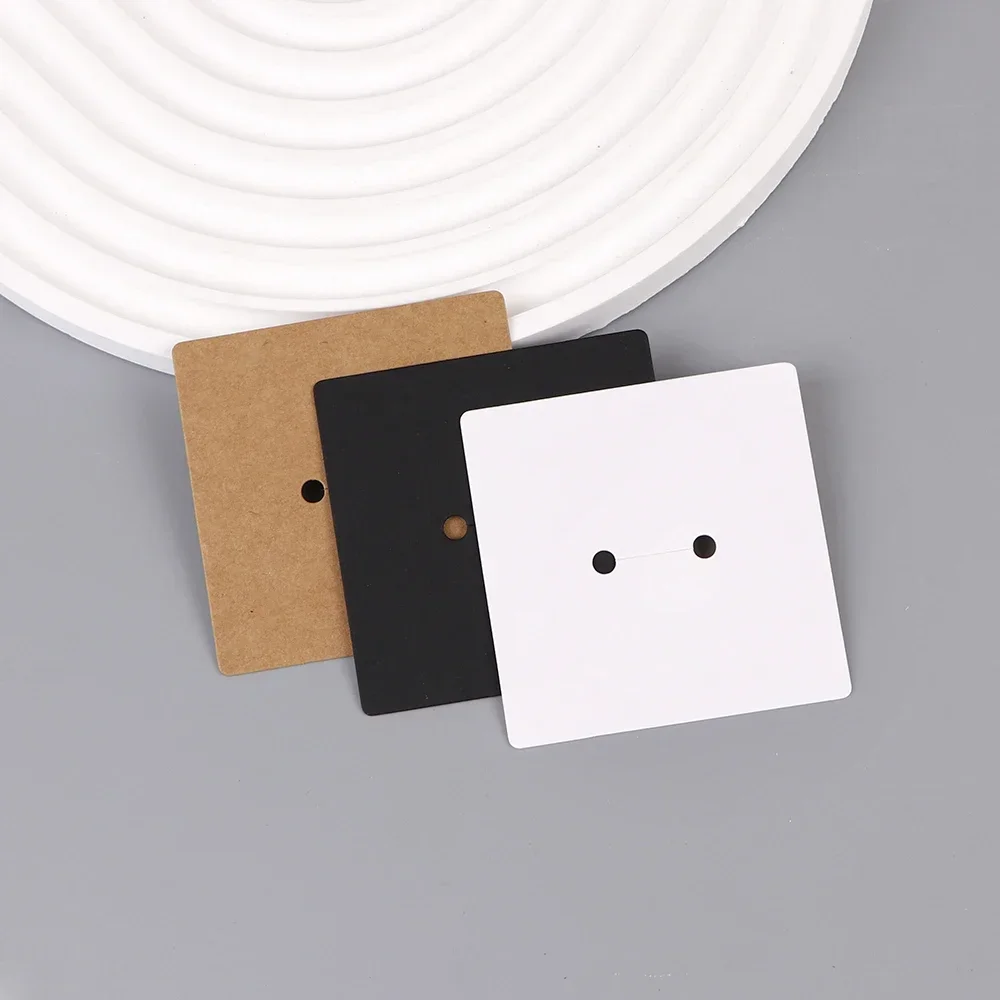 50pcs 6.5x6.5cm Blank Paper Cards Display Stand Ring Holder Jewelry Organizer Hanging Plastic Bag Storage Packages Wholesale