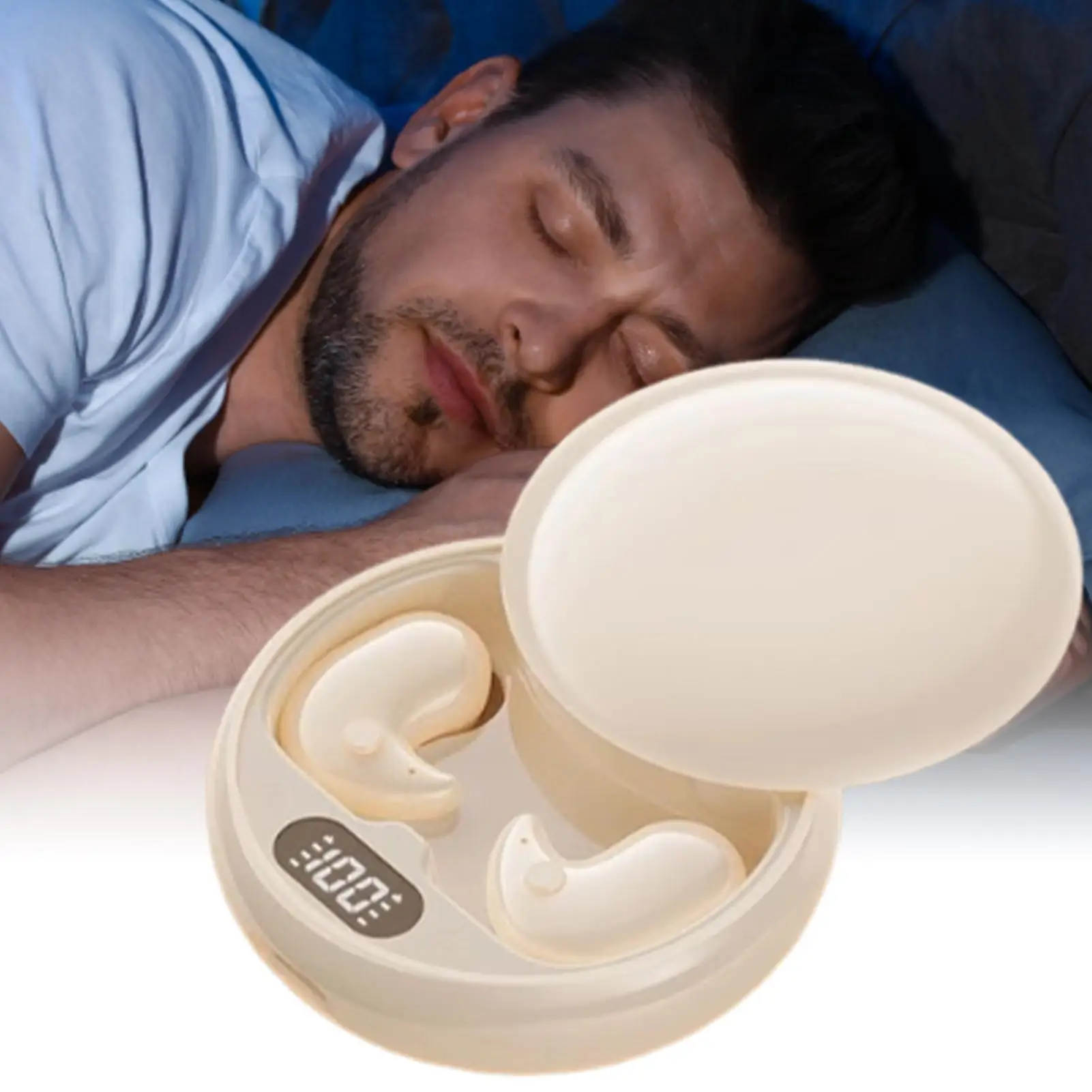 غير مرئية النوم سماعات الأذن سماعات أذن صغيرة غير مرئية للنوم قابلة للشحن الأذن براعم LED عرض سدادة الأذن للرجال والنساء