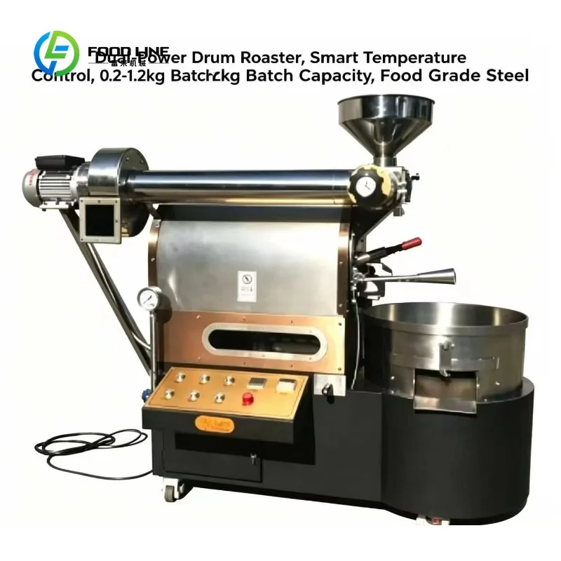 Customized Electric Dual-Power Drum Roaster Smart Temperature Control 1-3kg Batch Capacity Food Grade Steel Household Use