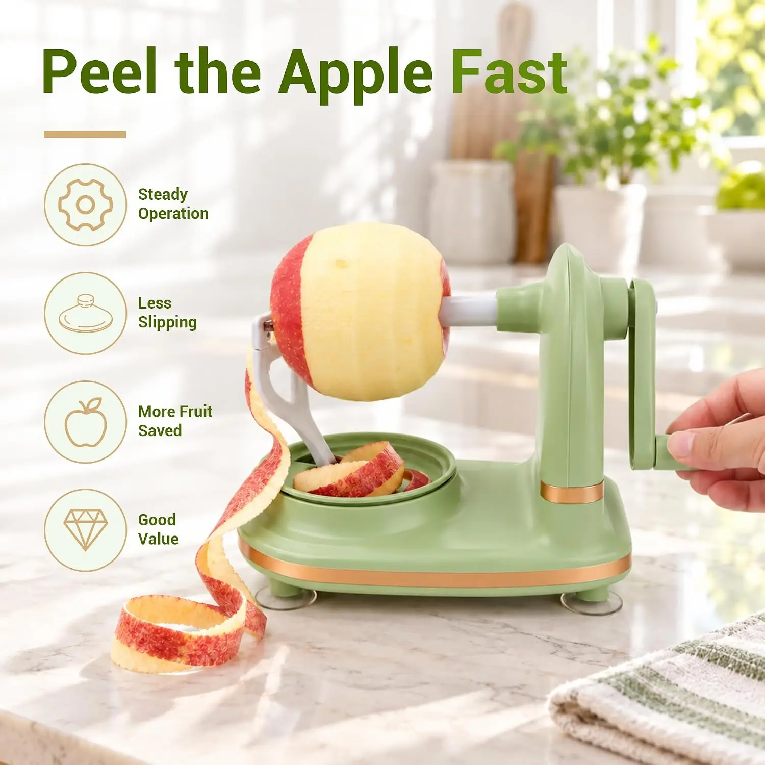 1Pc Hand Crank Apple Peeler Cutter Slicer Potato Peeler with Stainles Steel Blades Vegetable Fruit Peeling Machine Kitchen Tool