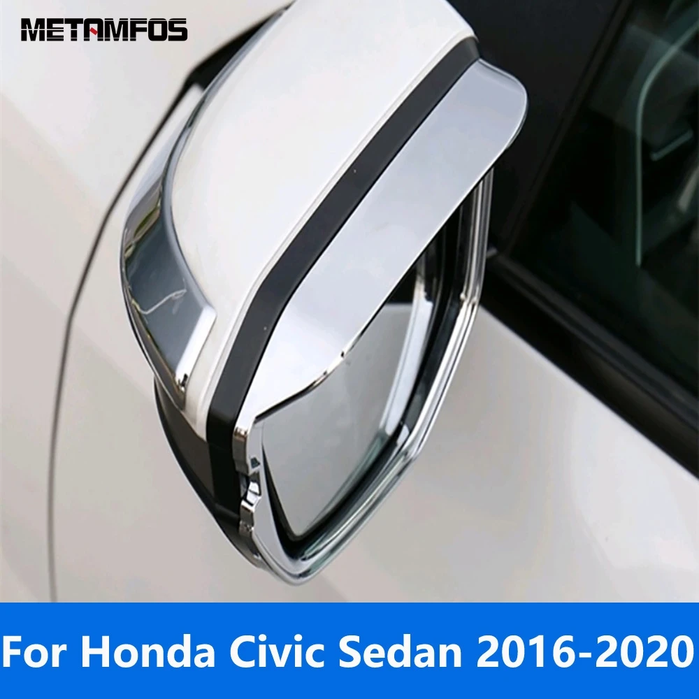 

Зеркало заднего вида, боковое зеркало, козырек от солнца, защита от дождя, снег для Honda Civic Sedan 2016-2018 2019 2020, хромированные аксессуары