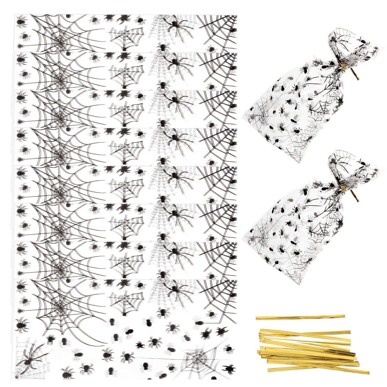 Halloween Candy Bags 100Pcs Spider Treat Holders Food Safe Gift Packaging for Cookies Snacks Party Favors