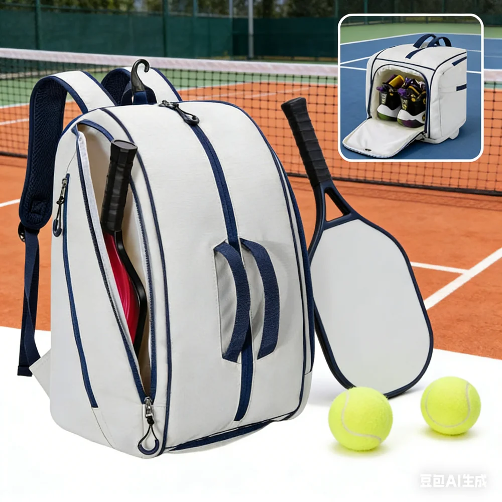 

Pickleball Racket Bag Sport 20-35L Tennis Backpack Waterproof Easy Wipe Badminton Racket Storage Backpack with Shoe Compartment