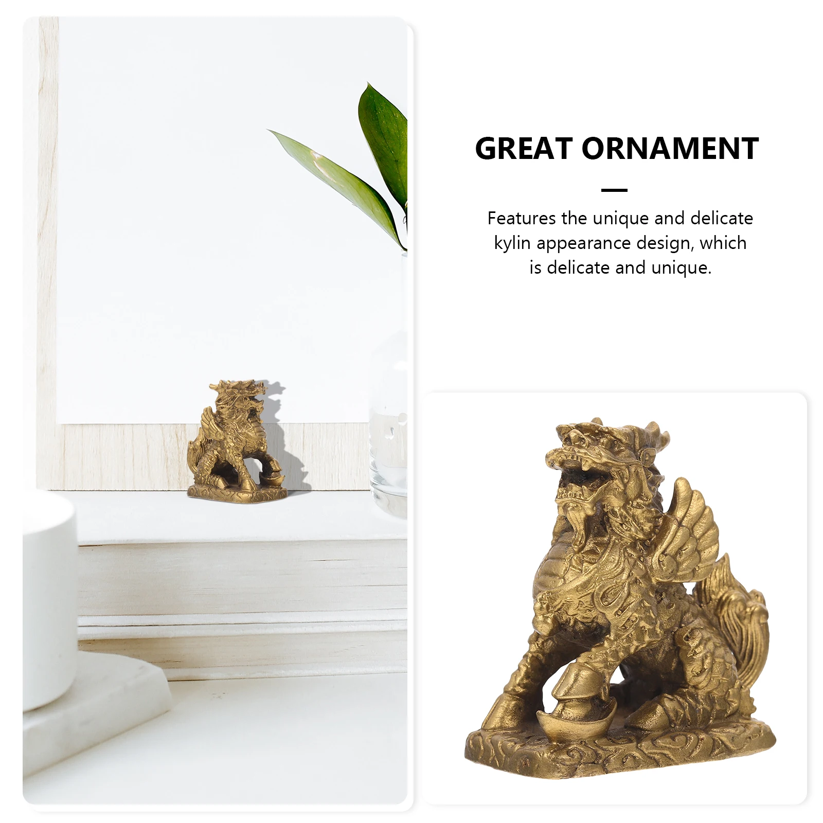 

Copper Kylin Sculpture Decorative Statues For Home Office Desktop Indoor Geomancy Crafts Chinese Dragon Ornament Unique