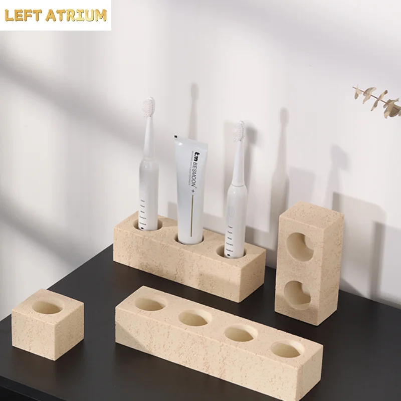 Wabi-sabi Wind Tunnel Stone Electric Toothbrush Holder Bathroom Toothbrush Storage Rack Light Luxury Advanced Toothbrush Holder