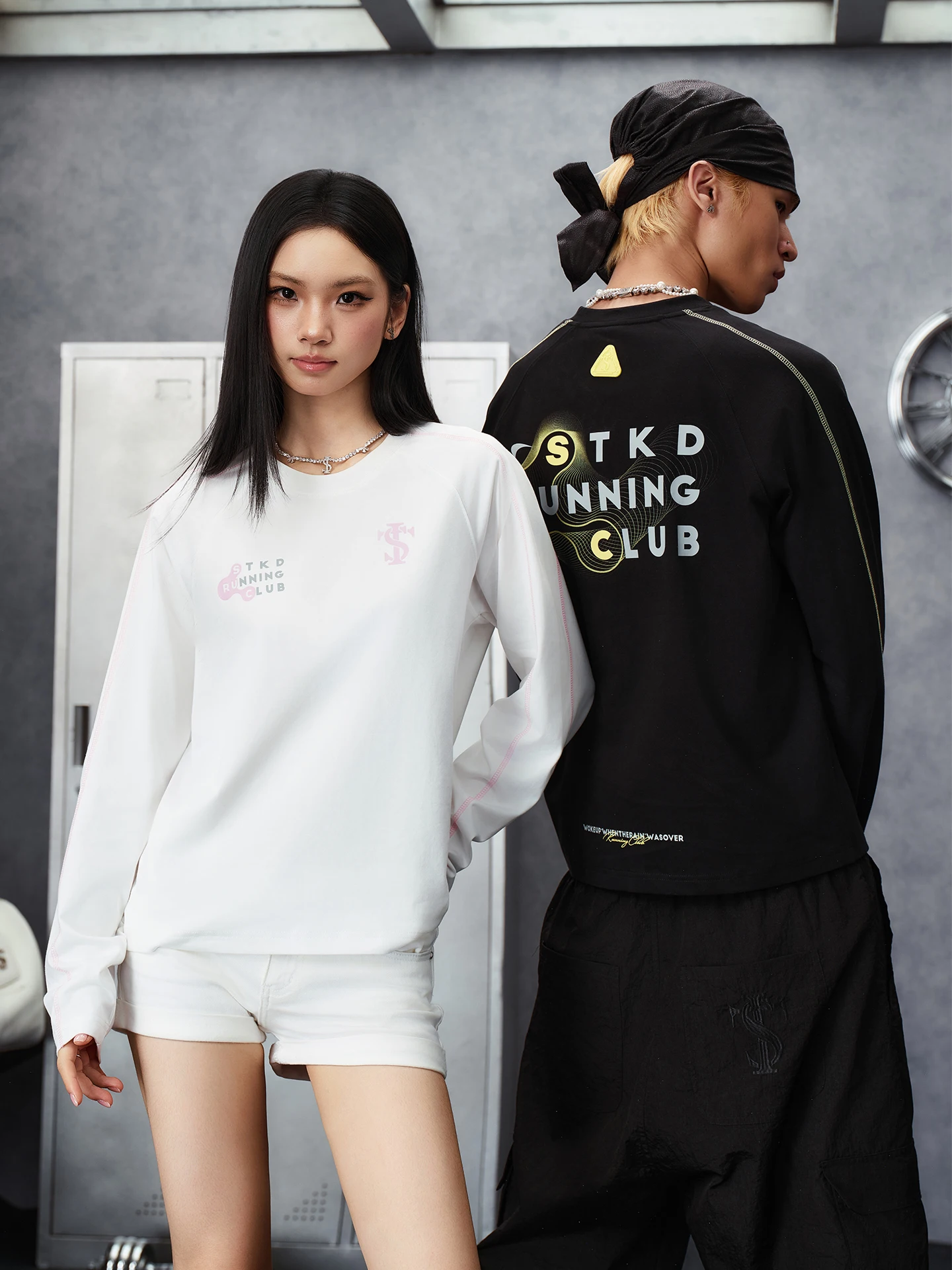 STK SmallTownKid Sporty Long Sleeve T-Shirt Letter Print round Neck Cool Feeling Cotton Polyester Blend Unisex Top