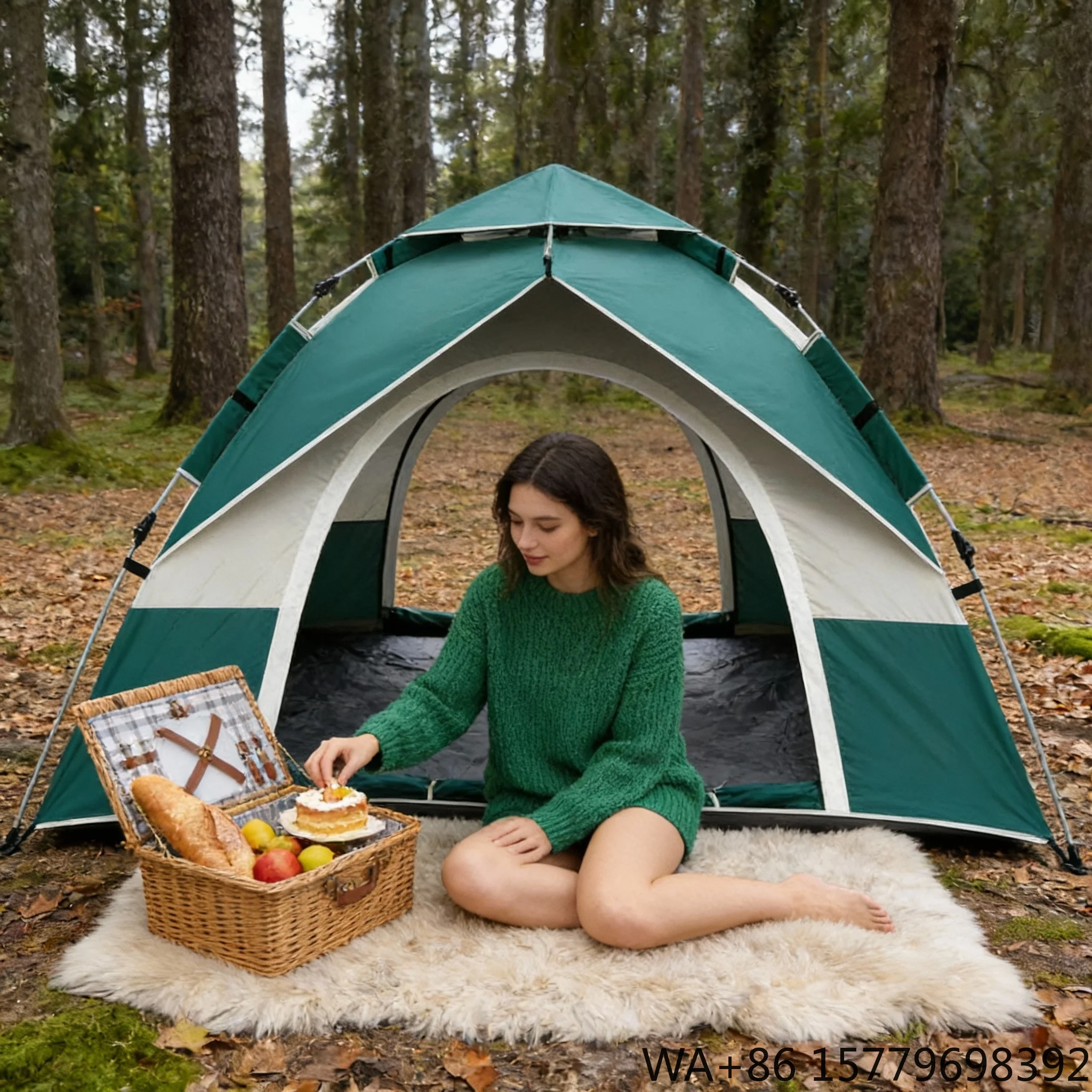 3-4 Person One Bedroom Outdoor Folding Tent Instant Pop Portable Automatic Waterproof Four-Season 210D Oxford Camping Hiking