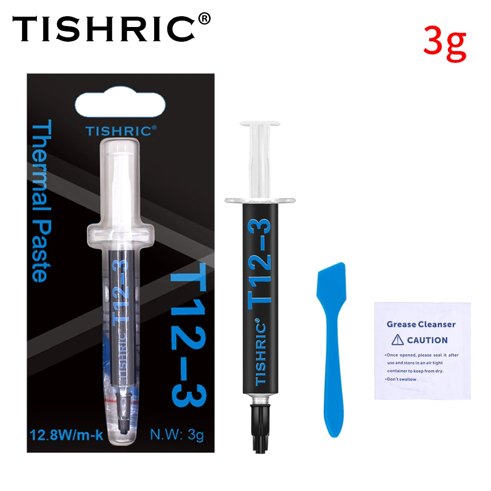 

TISHRIC Thermal Paste T12 3g Processor Compound Conductive 12.8W/K Thermal Grease For Water Cooling Cooler Cpu Processors