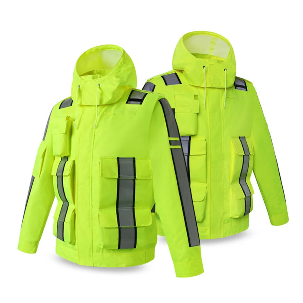 High Visibility Safety Jacket Reflective Raincoat Outdoor Construction Traffic Road Waterproof  Windproof Man Working Clothes