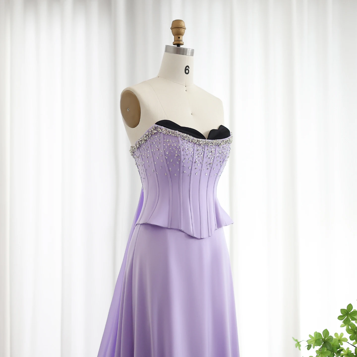 Sharon Said Lilac Two Pieces Evening Dresses for Women Wedding Scalloped Corset Luxury Dubai Prom Party Gowns SS264 Customized image 5