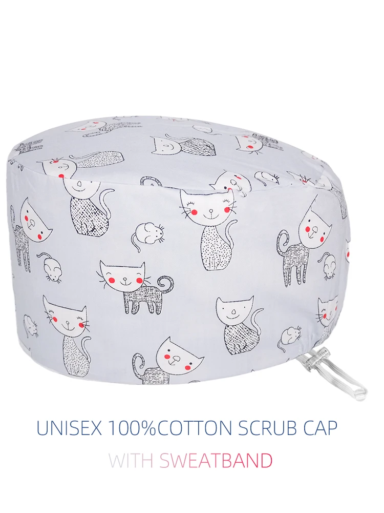 Chapeaux médicaux en coton réglables pour femmes et hommes, casquettes de gIslande pédiatrique douces, chapeaux d'allaitement de dentiste respirants, casquettes de travail de spa, beau