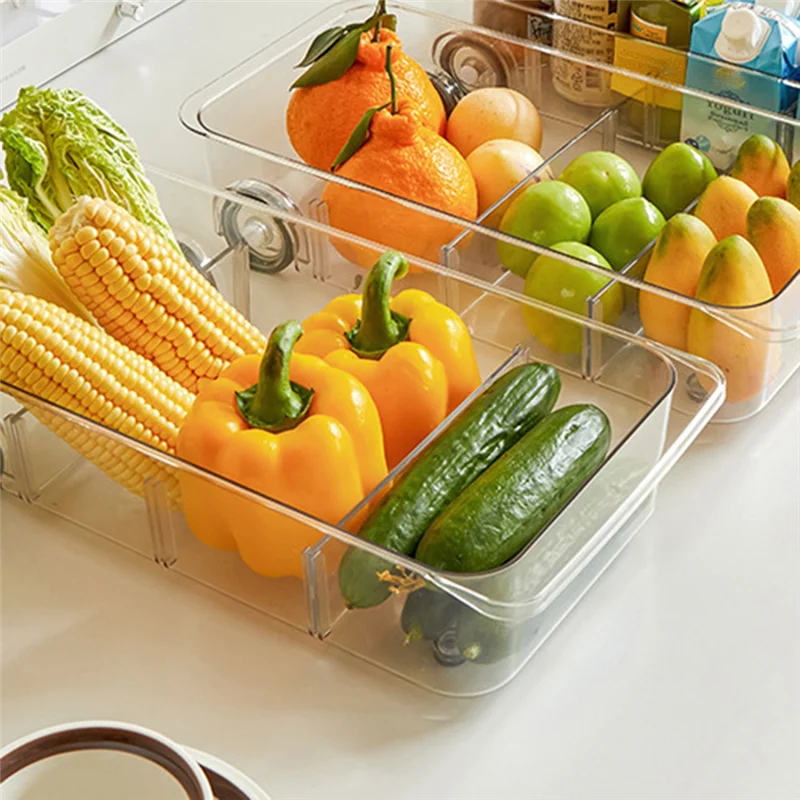 

-PQWN 2PCS Refrigerator Drawer Organizer And Storage Clear Fridge Organizer On Wheels, Upgrade Thick