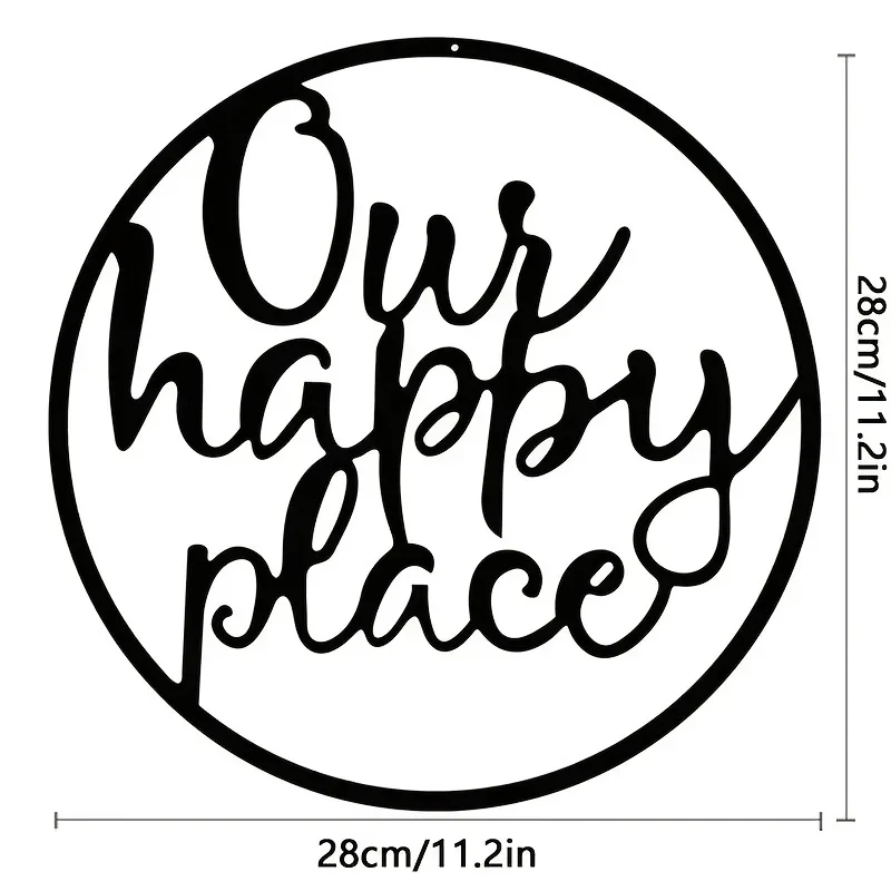 

CIFBUY Decoration Our Happy Place Metal Wall Mounted Decor Sign Metal Home Art Outdoor Plaque Livingroom Decor Sign Metal Wall