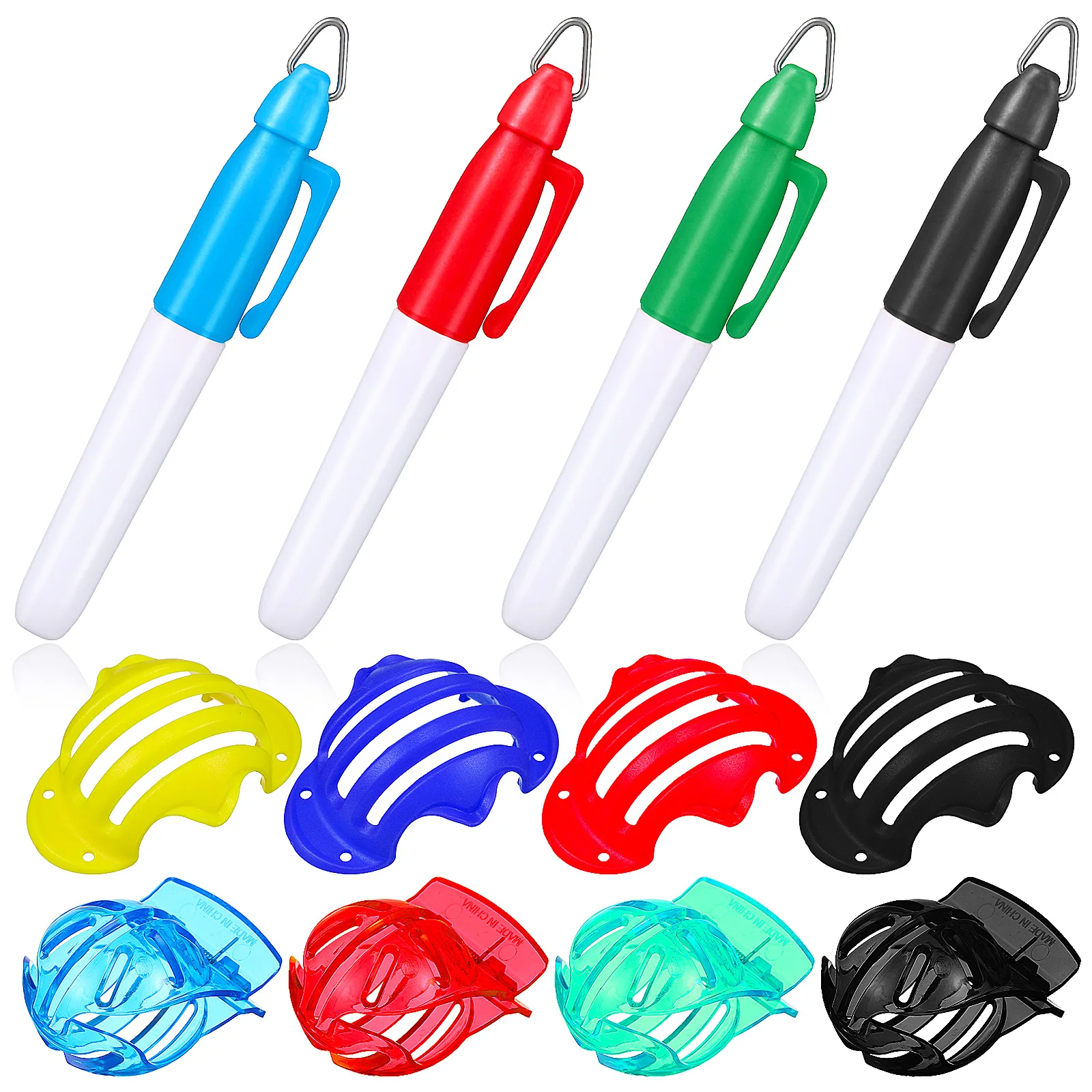 

3 Golf Ball Marker Sets Multicolor Draw Tools Red Blue Black Yellow Green Portable Golfer Supplies Alignment Liner Training