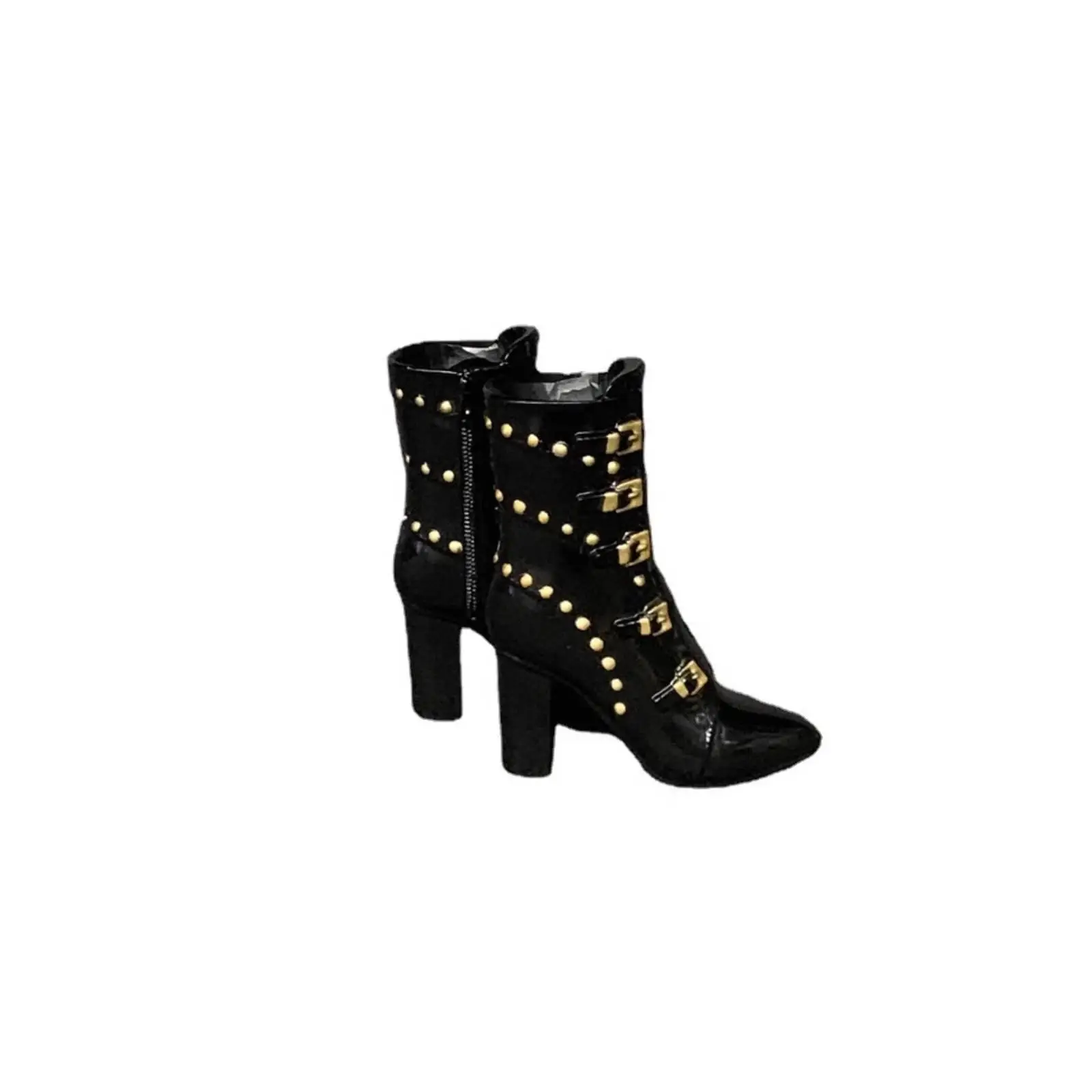 1/6 Scale Doll Boots for Female Action Figures Women High Heel Vinyl Shoes with Side Zippers for Themed Exhibition Displays