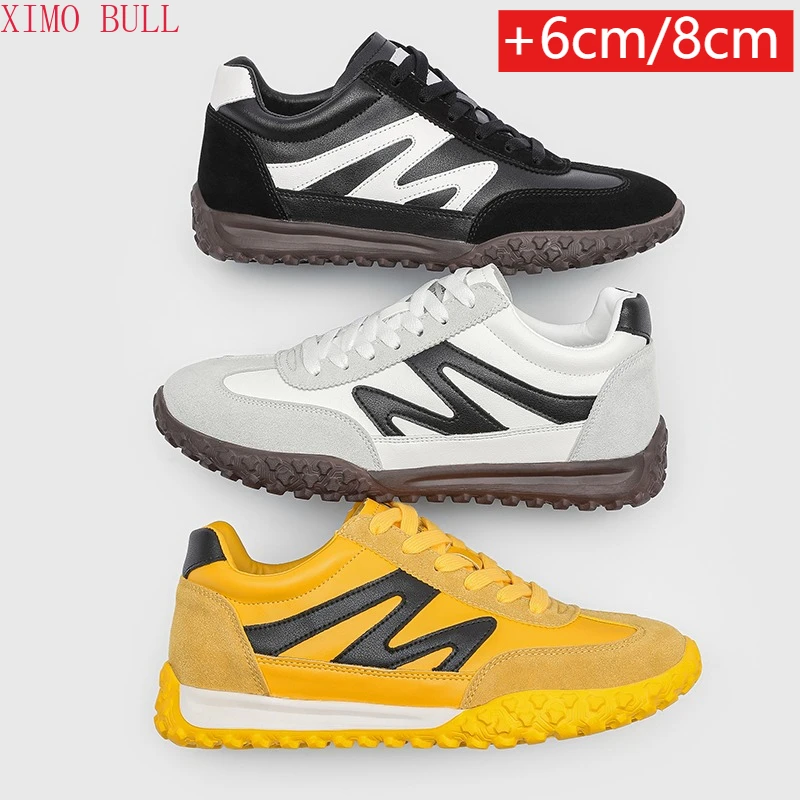 

6cm/8cm Inner Height Increase Couple Sports Shoes, Breathable Men's Sports Shoes, Anti-slip Retro Men's Running Skateboard Shoes
