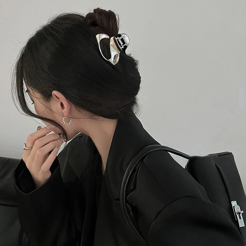 Korea Geometria Metalowa spinka do włosów dla kobiet Złota spinka do włosów Dziewczęca spinka do włosów Pazur Moda Srebrnoszary krab Spinka do włosów Akcesoria
