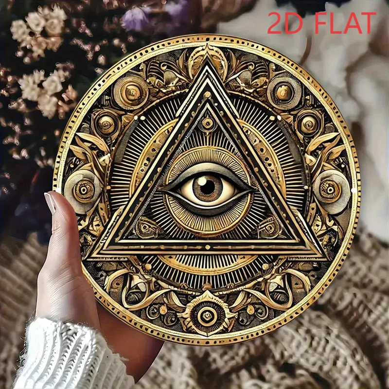 CIFBUY Retro Eye of Providence Aluminum Wall Art Waterproof Rustproof Metal Decor for Home Bar Man Cave Mystery Vintage Sign