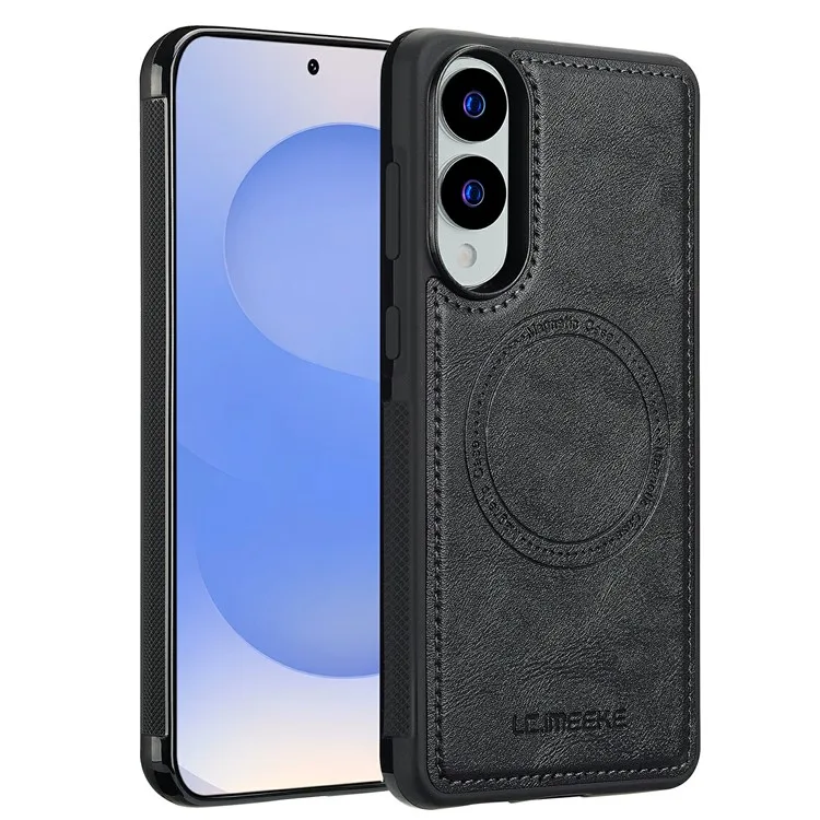 

LC.IMEEKE For Samsung Galaxy S25 Edge Magnetic Case Compatible with MagSafe Leather + TPU Back Cover - Black