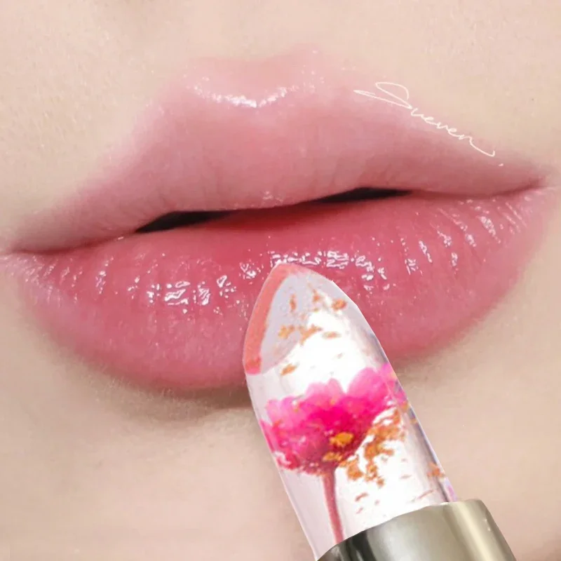 Bálsamo labial hidratante impermeável, batom flor geléia mágica, temperatura mudando de cor, ferramentas cosméticas coreanas