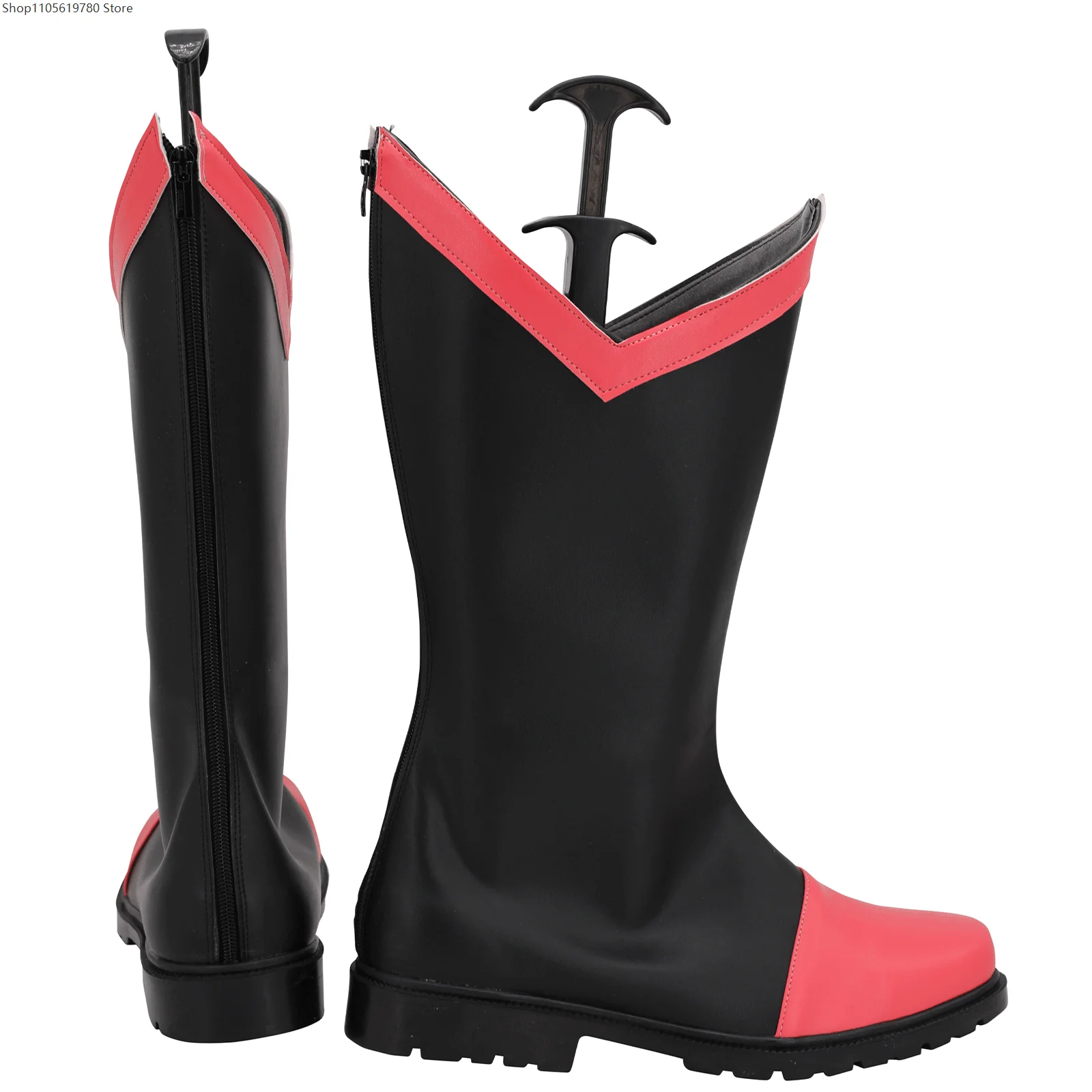 Rote, lange Stiefel im Dämonen-Stil für Männer und Frauen, modische Schuhe, ideal für Halloween, Karneval, Feiertagsveranstaltungen, Cosplay-Kostüme