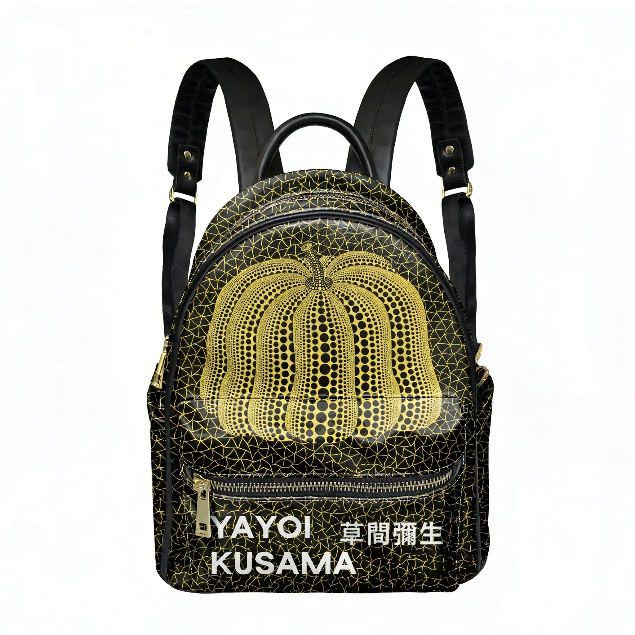 

Funny Yayoi Kusama Pumkin Backpack Womens Men Personalized Double Shoulder Bag Business Travel Bookbag Rucksack Gift Daypack