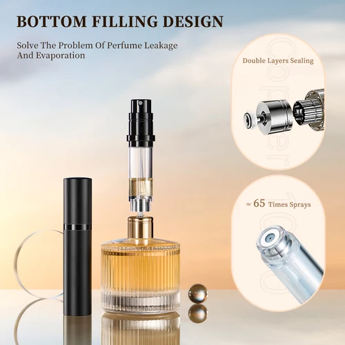 Imagen 2 del producto Louischanzl-Mini botellas dispensadoras de Perfume con llenado inferior, atomizador en aerosol recargable para cosméticos, contenedor de líquidos portátil, 5ml