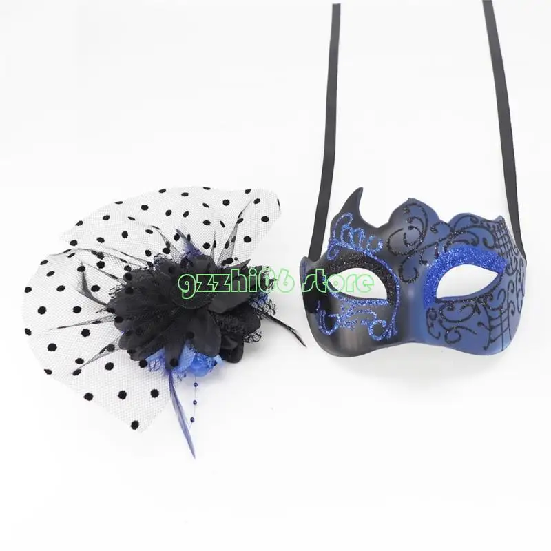 

T5UF Flower Decoration Masquerade Mask Halloween Party Mask For Women Cosplay