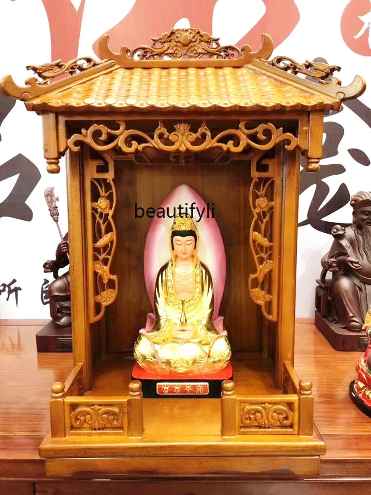 01 خشب متين بوذا ضريح سلف ترخيص منزل إله الثروة بوذا ضريح مذبح خزانة حائط الحائط #2