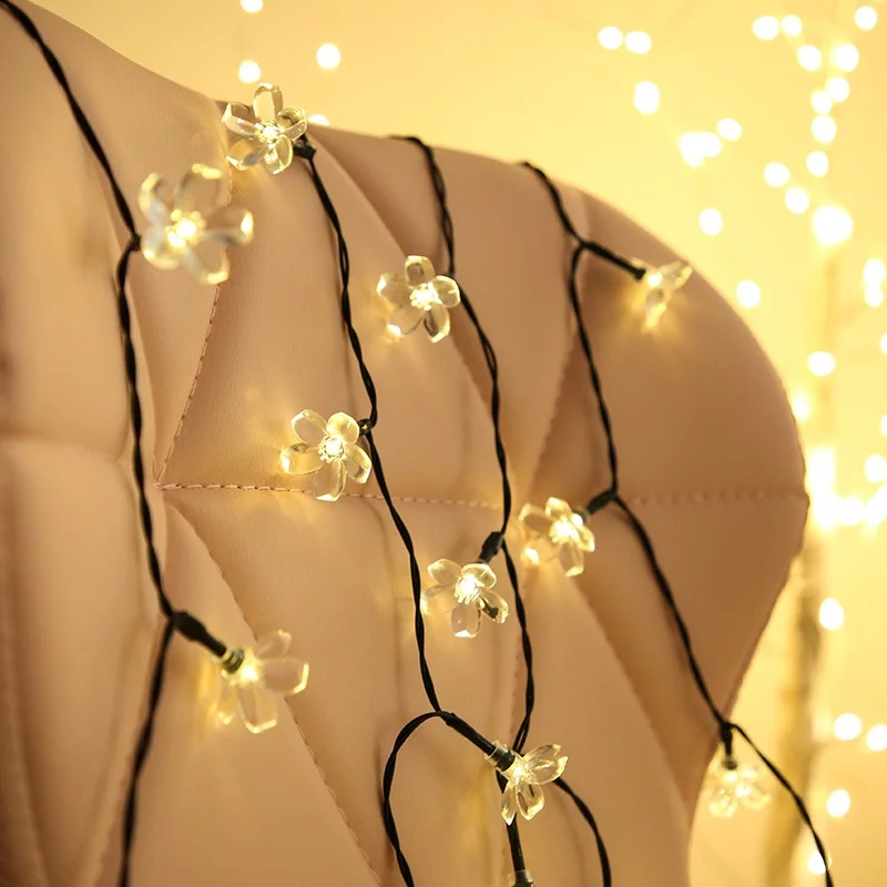 

200 LED Peach Flower Solar Lamp Power LED String Fairy Lights 8models 6V Solar Garlands Garden Christmas Decor For Outdoor