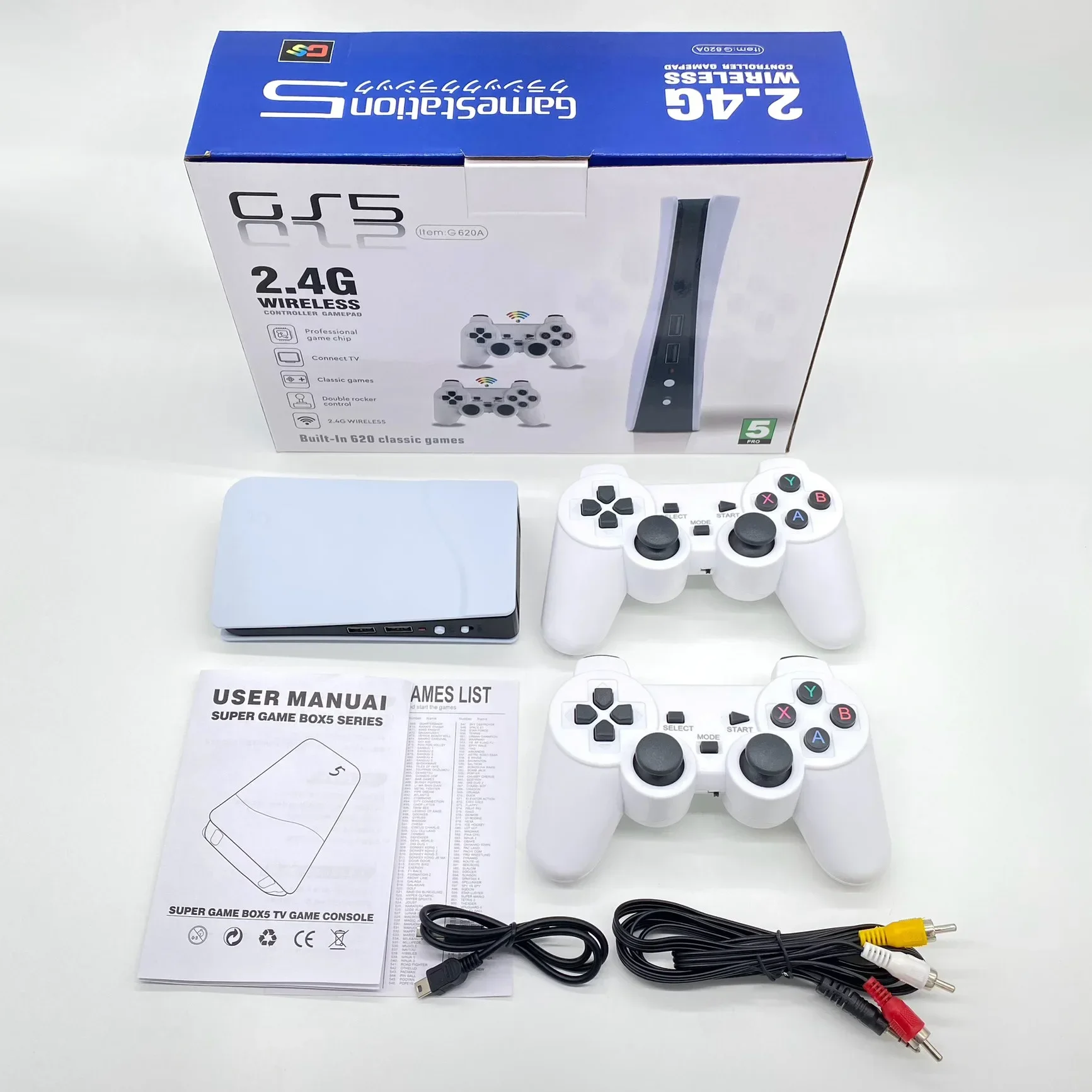 G620A ТВ-игровая консоль 8-битная ретро-консола Встроенная видеоигра 620 Классическая игровая станция USB Беспроводной портативный геймпад AV-выход