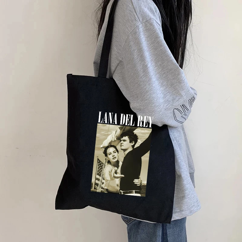 90s Lana Del Rey Ldr  Shopping Bag Eco Manga Tote Harajuku Shopper Bag Women Canvas Shoulder Bag Large-capacity Large-capacity