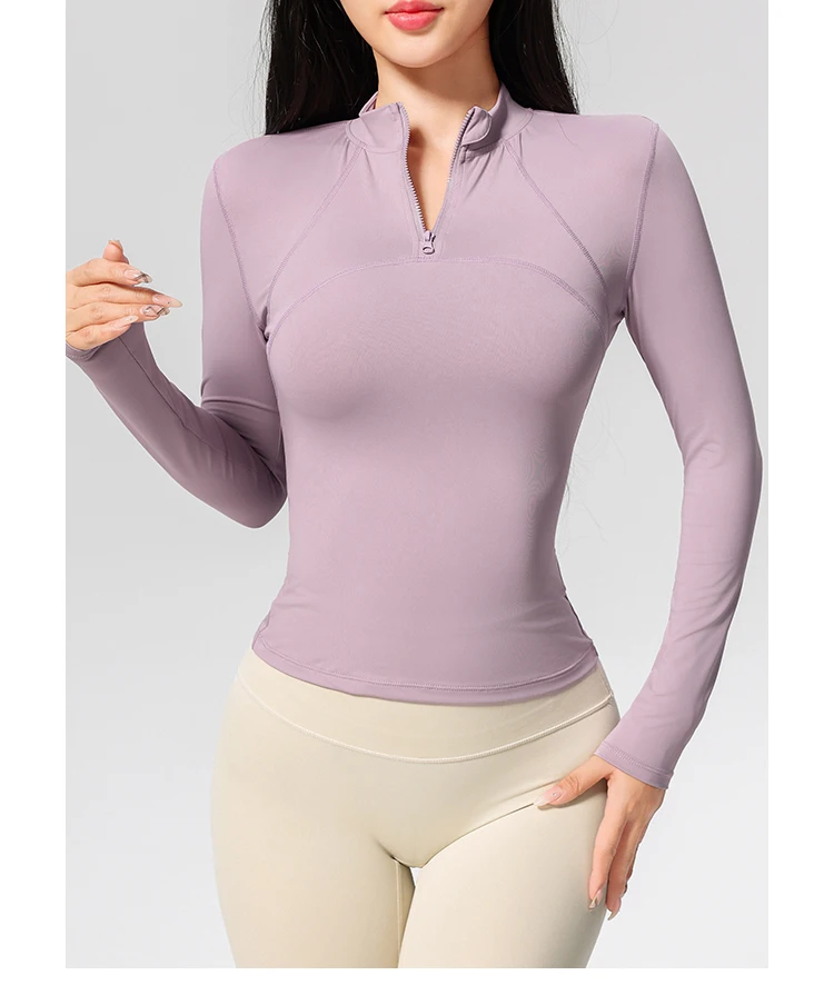 Langarm-Yoga-Trainings-T-Shirt für Damen, Reiten, Sport, Fitness, aktive Kleidung, Oberteil, bequemes, atmungsaktives Trainingsshirt – Detail 12