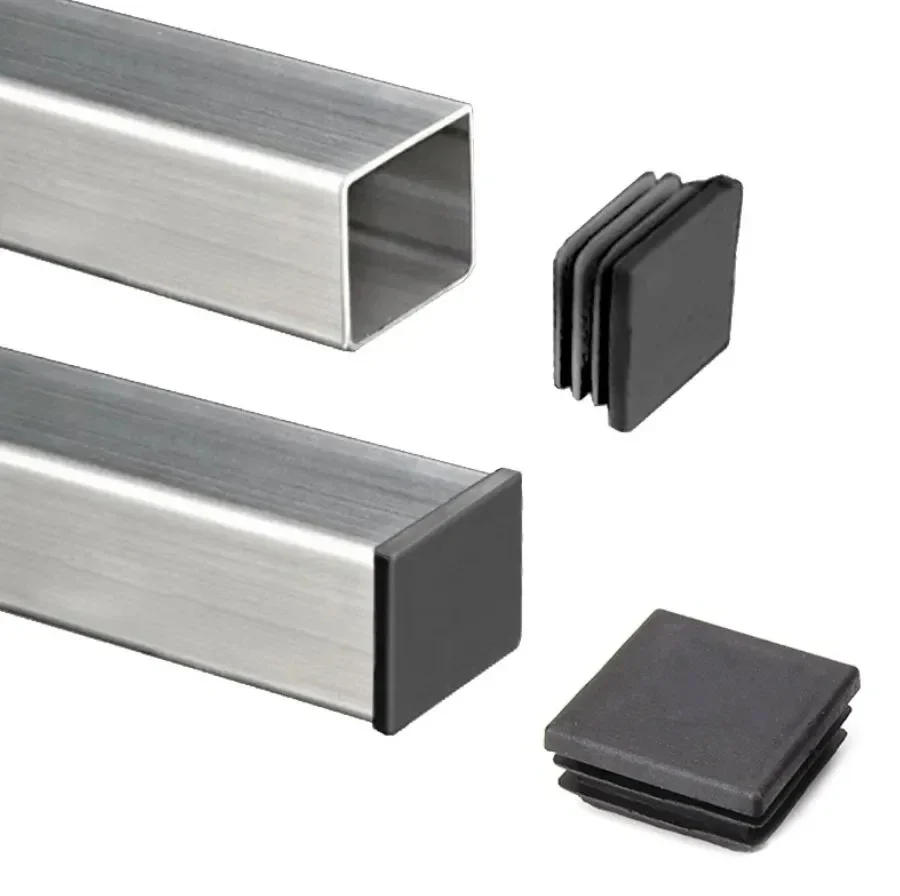 100x100mm 정사각형 검정색 플라스틱 엔드 캡 - 가구 다리 보호대, 파이프 플러그, 의자 튜브 인서트, 장식용 방진 커버